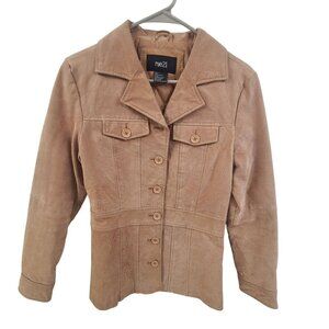 Rue 21 Women's Button Up Suede  Fitted Jacket Tan Size S Southwestern Boho Prep